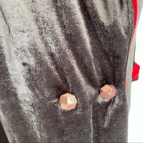 Diamond Tea Gown Robe Small S Womens Vintage Velvet Open Front Button Pockets - Picture 7 of 12